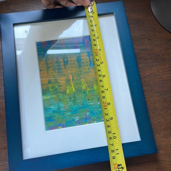 Handmade Abstract Art - 🌈 colors in textured pattern in wood blue frame - Picture 3 of 7